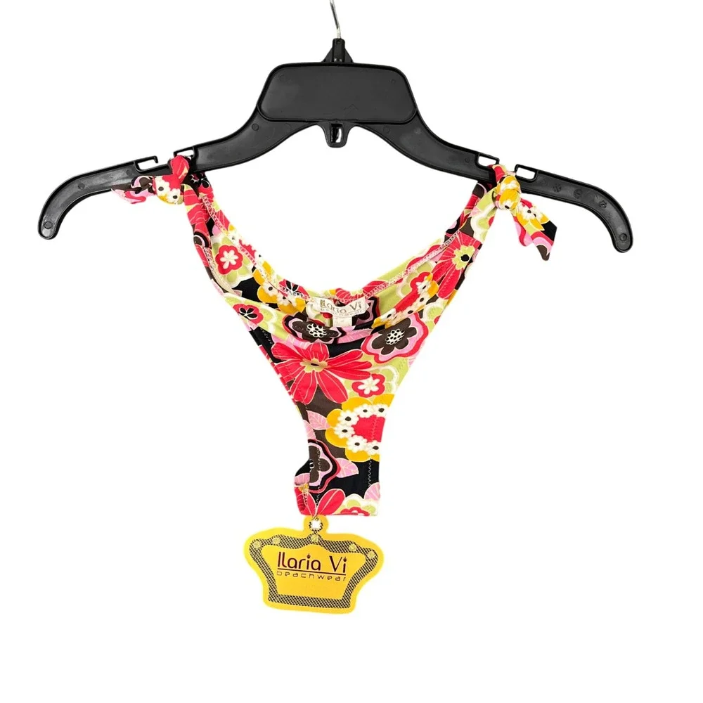 Ilaria Vi Beachwear Floral Bikini Bottoms Side Tie Made In‎ Italy S Womens